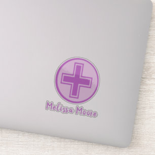 Paarse Cross Design Health Care Medisch Icoon Sticker