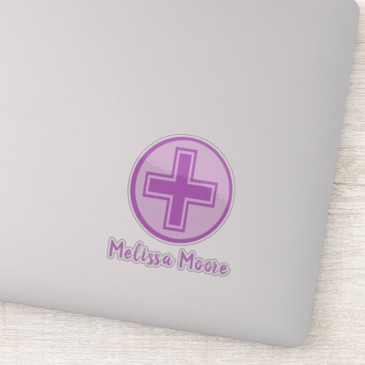 Paarse Cross Design Health Care Medisch Icoon Sticker (Detail)