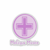 Paarse Cross Design Health Care Medisch Icoon Sticker (Voorkant)