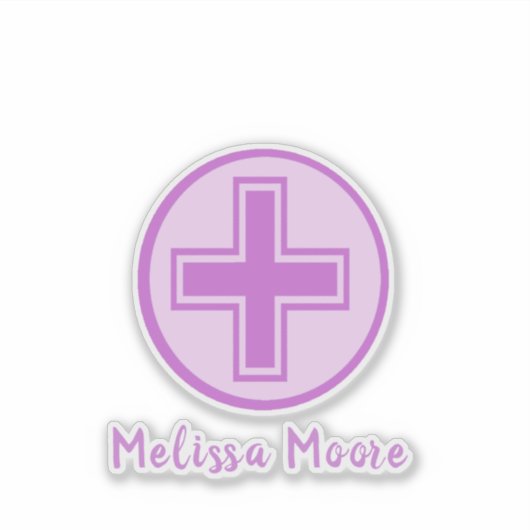 Paarse Cross Design Health Care Medisch Icoon Sticker (Voorkant)