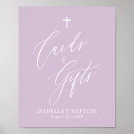 Paarse Cross-Girl Baptisme Kaarten en cadeautjes P Poster