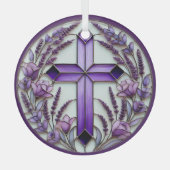 Paarse Cross Ornament Suncatcher (Voorkant)