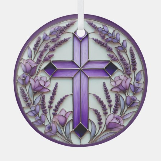 Paarse Cross Ornament Suncatcher (Voorkant)