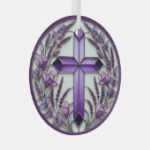 Paarse Cross Ornament Suncatcher (Voorkant Rechts)