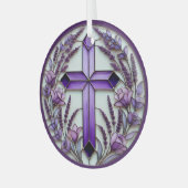 Paarse Cross Ornament Suncatcher (Voorkant links)