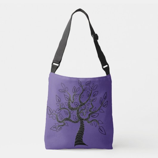 Paarse Crossbody Bag met Tree - Kies Kleur Tas (Voorkant)