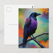 Paarse Crow, kleurrijke achtergrond Briefkaart (Voorkant / Achterkant)