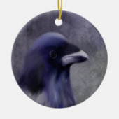 Paarse Crow Portarit Keramisch Ornament (Voorkant)