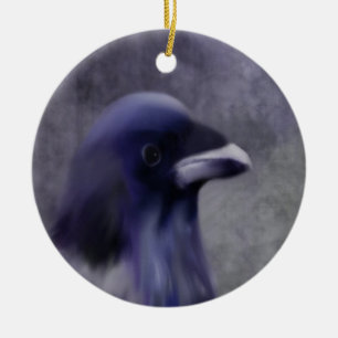 Paarse Crow Portarit Keramisch Ornament