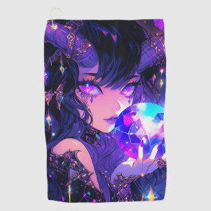Paarse Crystal Ball Demon Anime Girl Golfhanddoek