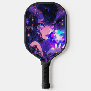 Paarse Crystal Ball Demon Anime Girl Pickleball Paddle