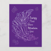 Paarse crystal cluster energiestromen briefkaart (Voorkant)