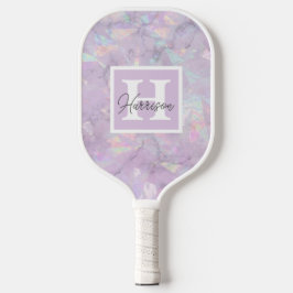 Paarse Crystal Geode Monogram & Naam Persoonlijk Pickleball Paddle
