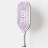 Paarse Crystal Geode Monogram & Naam Persoonlijk Pickleball Paddle (Links)