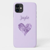 Paarse Crystal Hart Mobiele Telefoon Case (Achterkant)