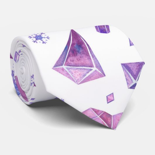 Paarse Crystal Heart Pattern, Valentijnsdag Gift Stropdas (Opgerold)