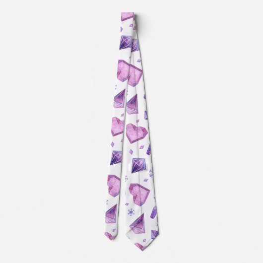 Paarse Crystal Heart Pattern, Valentijnsdag Gift Stropdas (Achterkant)