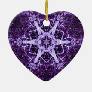 Paarse Crystal Jewel Heart Memory Ornament