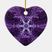 Paarse Crystal Jewel Heart Memory Ornament (Achterkant)