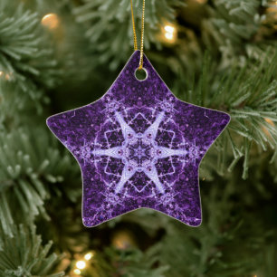 Paarse Crystal Jewel Star Memory Ornament