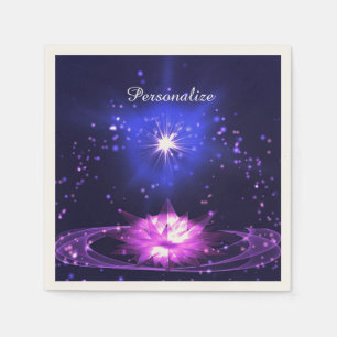 Paarse Crystal Lotus Flower Stars personaliseren Servet