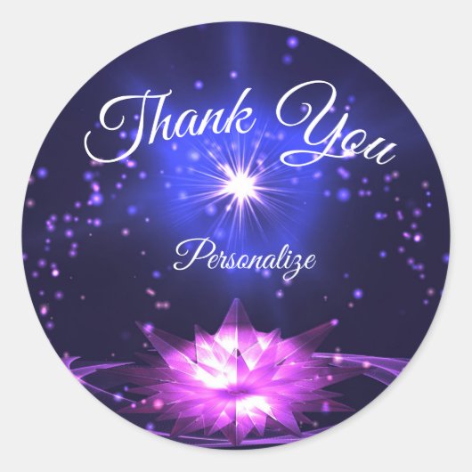 Paarse Crystal Lotus Night Stars personaliseren Ronde Sticker (Voorkant)