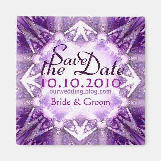 Paarse Crystal sparen de Datum Magnet (Voorkant)