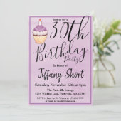 Paarse Cupcake 30e verjaardag Kaart (Staand voorkant)