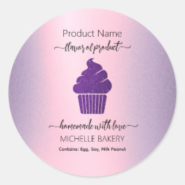 Paarse Cupcake Bakkerij Productnaam Ronde Sticker