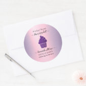 Paarse Cupcake Bakkerij Productnaam Ronde Sticker (Envelop)