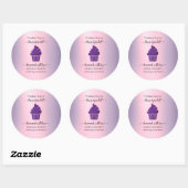 Paarse Cupcake Bakkerij Productnaam Ronde Sticker (Vel)