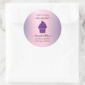 Paarse Cupcake Bakkerij Productnaam Ronde Sticker (Tas)