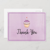 Paarse Cupcake Birthday Hartelijk dank Briefkaart (Voorkant / Achterkant)