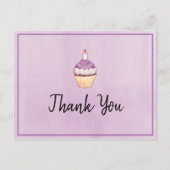 Paarse Cupcake Birthday Hartelijk dank Briefkaart (Voorkant)