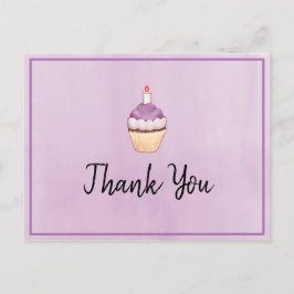Paarse Cupcake Birthday Hartelijk dank Briefkaart