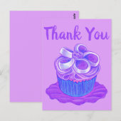 Paarse Cupcake Bord Bedankt Briefkaart (Voorkant / Achterkant)