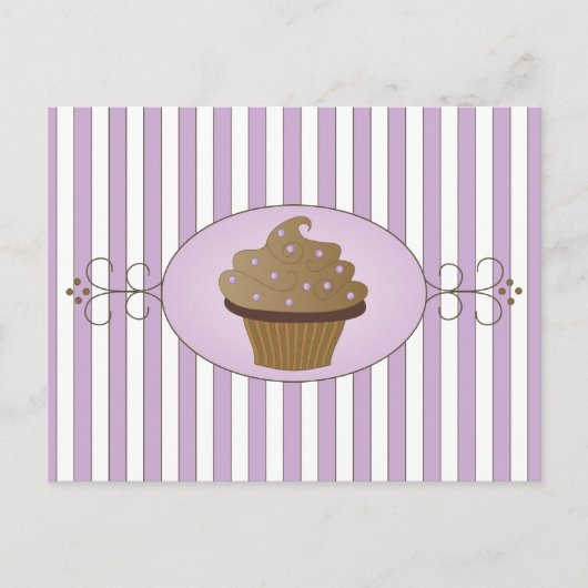 Paarse Cupcake Briefkaart (Voorkant)