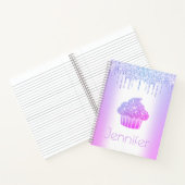 Paarse cupcake glitter druipt vet glam moderne naa notitieboek (Binnen)