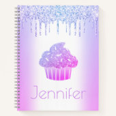 Paarse cupcake glitter druipt vet glam moderne naa notitieboek (Voorkant)