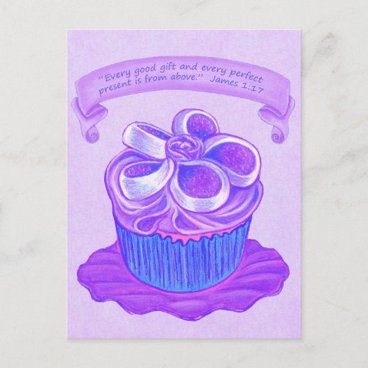 Paarse Cupcake~Good Gift ScriptBriefkaart Briefkaart (Voorkant)