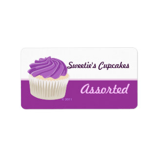 Paarse Cupcake Labels