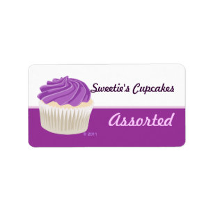 Paarse Cupcake-labels Etiket