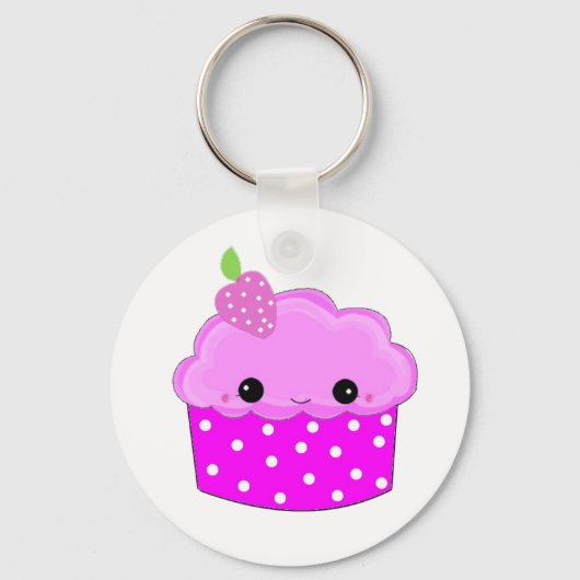 Paarse Cupcake met Glazuur Sleutelhanger (Voorkant)