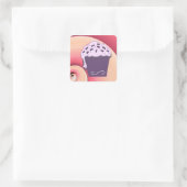 Paarse Cupcake met Zwemrijke achtergrond Vierkante Sticker (Tas)