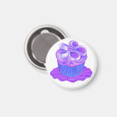 Paarse cupcake op Bord magneet (Voorkant / Achterkant)