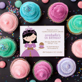 Paarse Cupcake Prinses Verjaardagsfeest Kaart