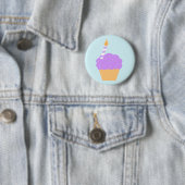 Paarse Cupcake Ronde Button 5,7 Cm (In situ)