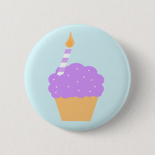 Paarse Cupcake Ronde Button 5,7 Cm
