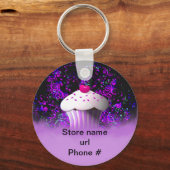 Paarse Cupcake-Sleutelhanger promoot uw bedrijf Sleutelhanger (Voorkant)