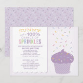 Paarse Cupcake Spikkels Baby Shower Uitnodiging (Voorkant / Achterkant)